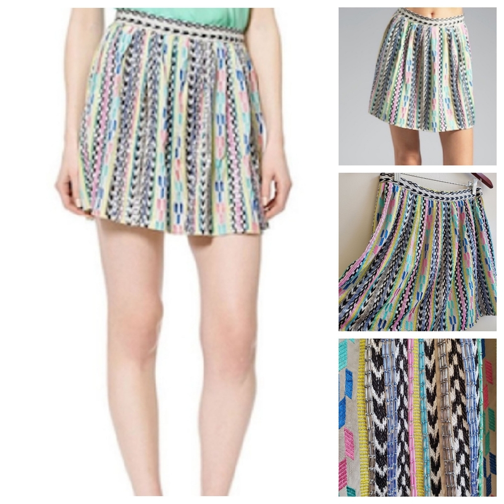 Parker Gorgeous Sequin Hand Beaded Mini Skirt Size 4